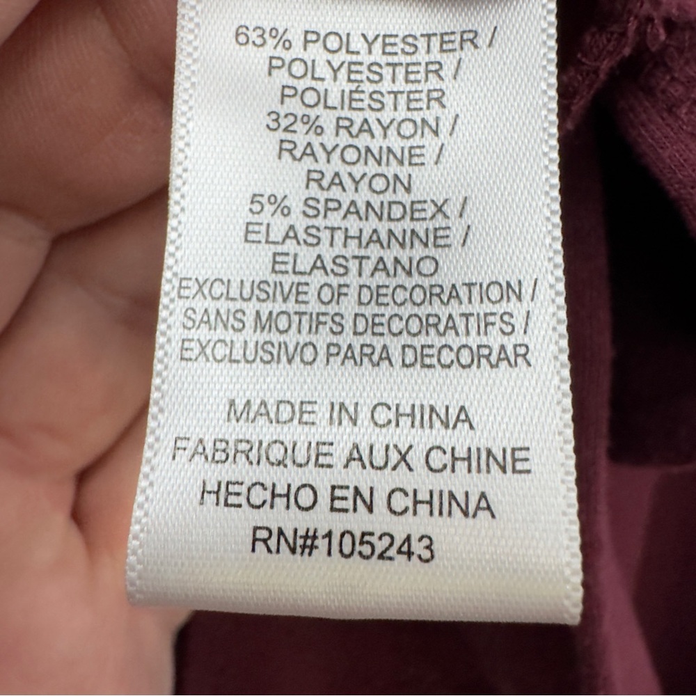 Casual Quarter Zip Pullover Bobeau Women’s Medium Burgundy - Picture 6 of 9